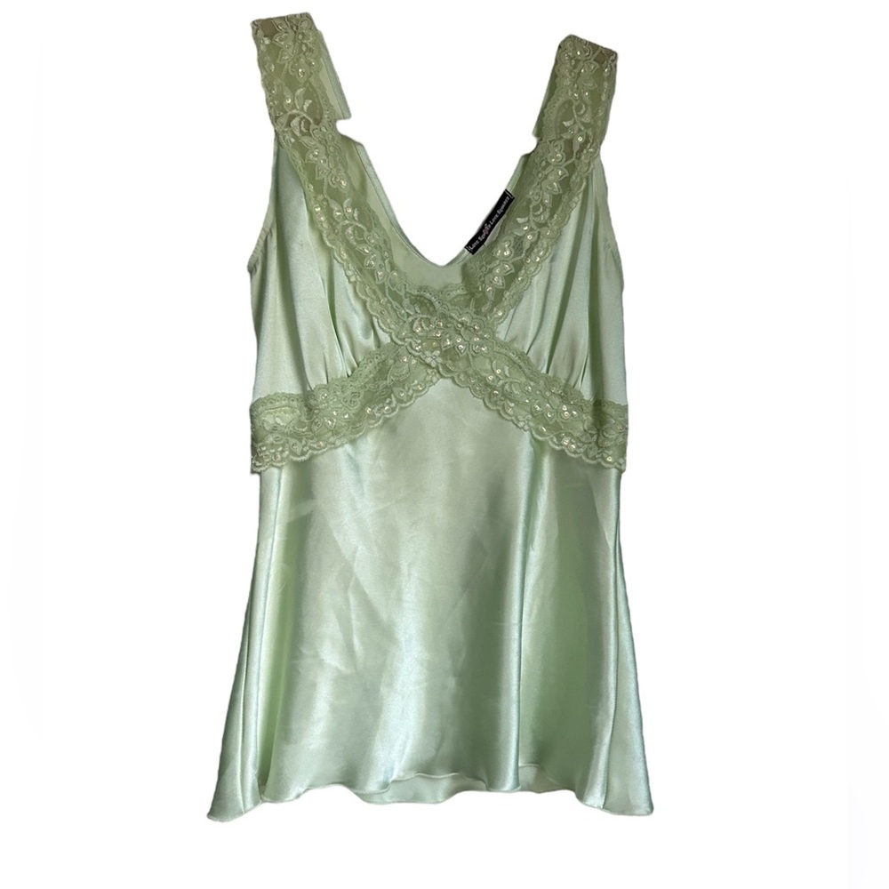 VINTAGE Y2K sequin green silk top